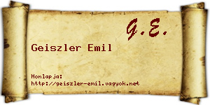 Geiszler Emil névjegykártya